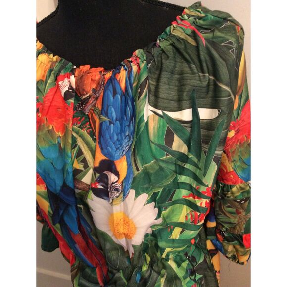 Rachel Zoe Two Piece Vaca Tropical Skirt Top XL Bright Aloha Cruise Off Shoulder - Picture 3 of 8